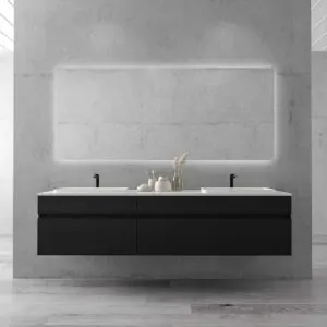 Mobile bagno sospeso DUNE a 6 cassetti e top SOLID SURFACE a 2 vasche