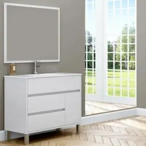 ANNA Mobile bagno a terra 3 cassetti - 1 anta con lavabo in ceramica