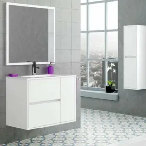 Mobile bagno CAROLA sospeso 2 cassetti - 1 anta con lavabo in ceramica