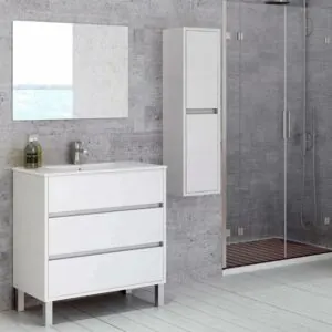 Mobile bagno a terra CLOE con 3 cassetti e lavabo in ceramica
