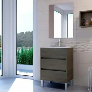 CLOE mobile bagno colori a terra 3 cassetti con lavabo in ceramica