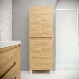 Colonna bagno 4 ante con gambe 195 cm x 50 cm x 25 cm finitura ROVERE CHIARO