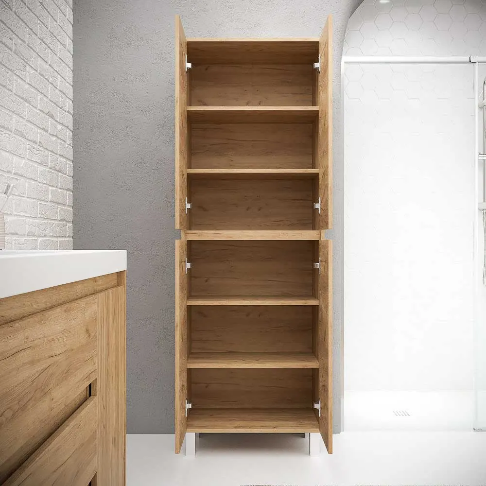 Colonna bagno 4 ante con gambe 195 cm x 50 cm x 25 cm finitura ROVERE CHIARO - immagine 3