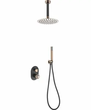 Colonna doccia incasso Vesuvio nero oro rosa [ VAROBATH ]