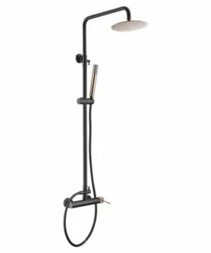 ► Colonna doccia Milos Stick nero oro rosa [ VAROBATH ]