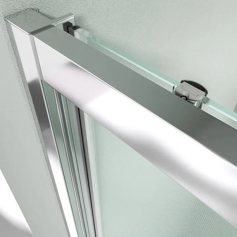 Parete doccia frontale GLISS 1 fissa -1 porta scorrevole in vetro OPACO. Finitura CROMO LUMINOSO - immagine 4