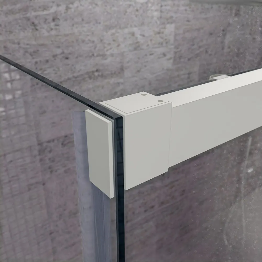 Paradoccia rettangolare FLARE apertura frontale 1 fissa-1 anta scorrevole + 1 fissa. DECORAZIONE INDUSTRIALE. Con trattamento anticalcare. Finitura BIANCO OPACO - immagine 3