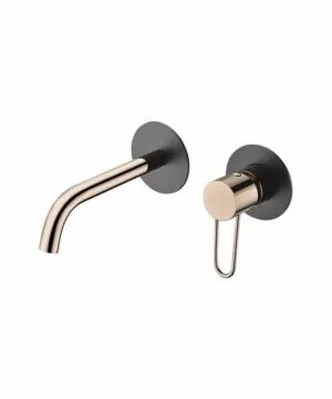 Miscelatore lavabo incasso Milos nero oro rosa [ VAROBATH ]