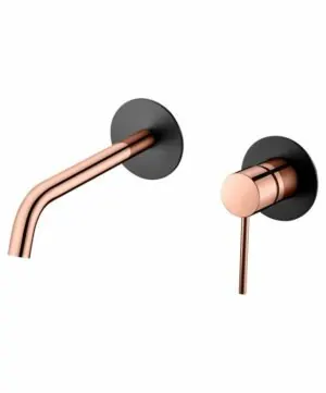 ► Milos Stick miscelatore lavabo a scomparsa oro rosa nero [ VAROBATH ]