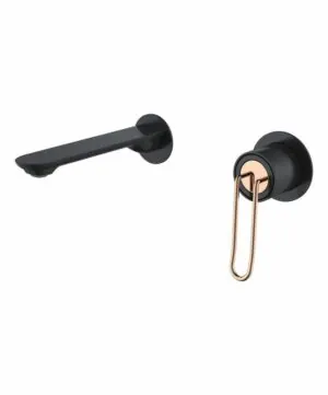 Rubinetto lavabo incasso Belize nero oro rosa [ VAROBATH ]