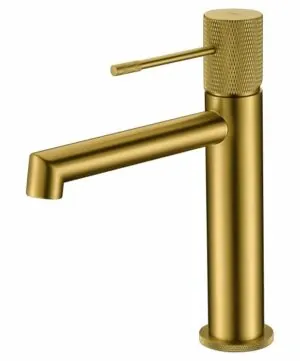 Rubinetto lavabo Line oro spazzolato [ VAROBATH ]