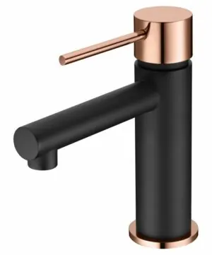 Miscelatore lavabo Milos Stick nero oro rosa [ VAROBATH ]