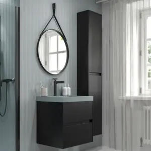Mobile bagno sospeso 2 cassetti CARMEN con lavabo in resina finitura NERA