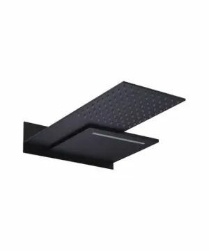 Soffione quadrato presa a muro 2 funzioni nero opaco [ VAROBATH ]