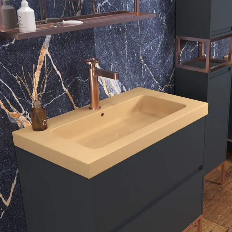 Mobile bagno 2 cassetti finitura GRAPHITE opaca con lavabo in resina spessore 6 cm - immagine 2