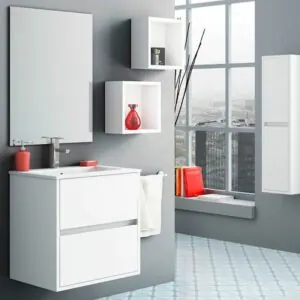 SERENA mobile bagno sospeso 2 cassetti con lavabo in ceramica