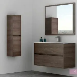 SERENA mobile bagno sospeso 2 cassetti con lavabo in ceramica, colore MALI