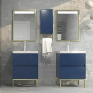 Mobile bagno EVO 2 cassetti BLU COBALTO finitura mat con lavabo in resina spessore 6 cm
