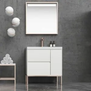 Mobile bagno EVO 2 cassetti - 1 anta finitura BIANCO opaco con lavabo in resina spessore 6 cm