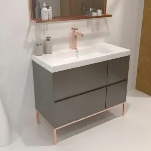 Mobile bagno EVO 4 cassetti TOPO finitura opaca con lavabo in resina spessore 6 cm