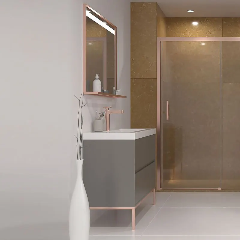 Mobile bagno EVO 4 cassetti TOPO finitura opaca con lavabo in resina spessore 6 cm - immagine 3