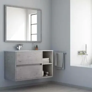 Mobile bagno CARLOTTA in tinta sospeso 2 cassetti - 2 fori con lavabo in ceramica