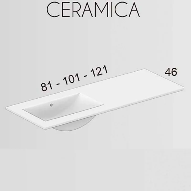 Mobile bagno CARLOTTA sospeso 2 cassetti - 2 fori con lavabo in ceramica - immagine 5