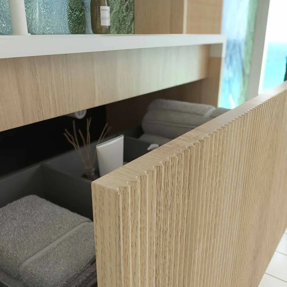 Mobile bagno sospeso BINARIO 1 cassetto in finitura ROVERE CHIARO - immagine 7