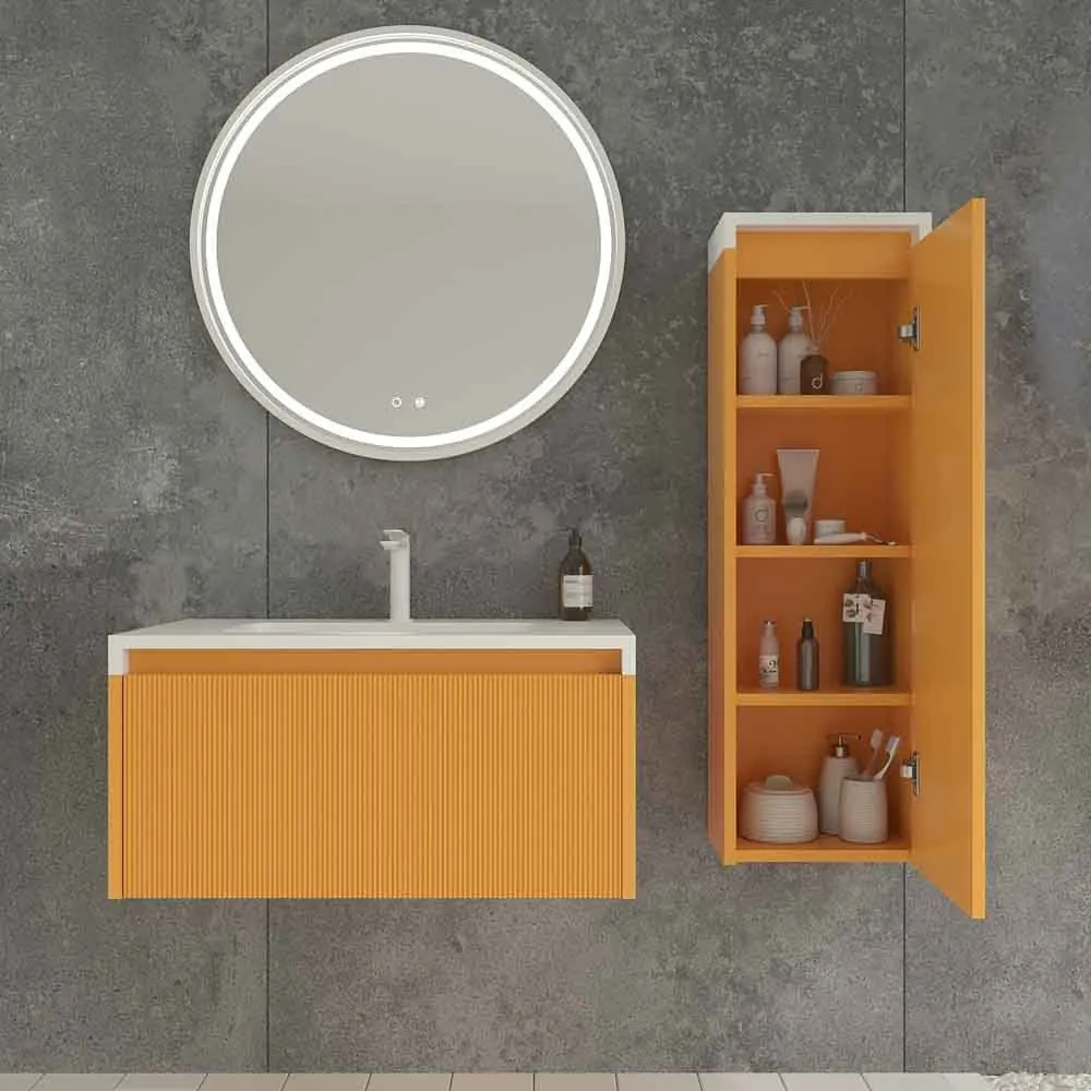 Mobile bagno sospeso BINARIO 1 cassetto finitura GIALLO AZAFRAN - immagine 2