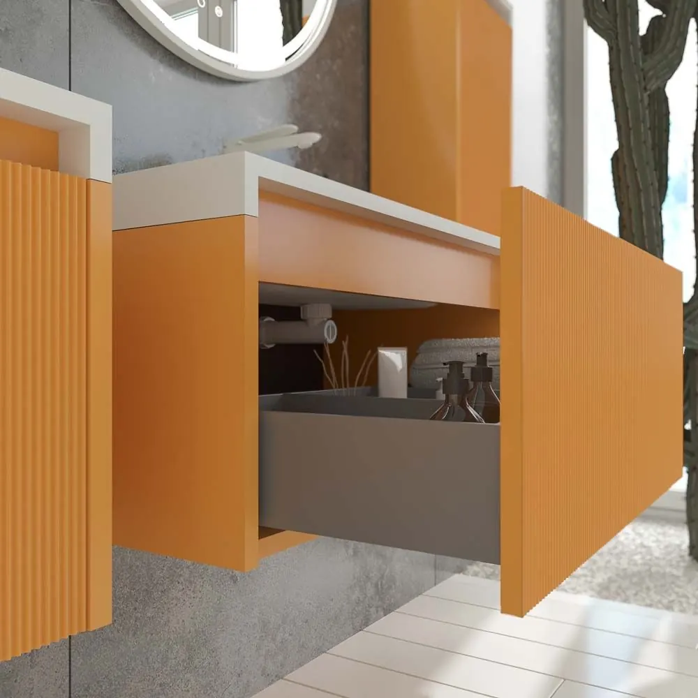Mobile bagno sospeso BINARIO 1 cassetto finitura GIALLO AZAFRAN - immagine 3