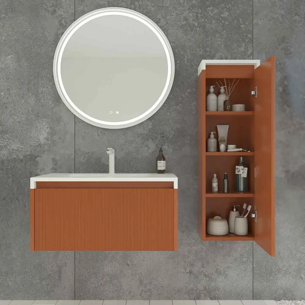 Mobile bagno sospeso BINARIO 1 cassetto finitura MARRONE ANARANGIO - immagine 6