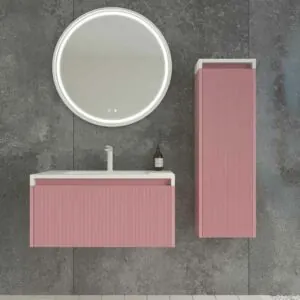 Mobile bagno sospeso BINARIO con 2 cassetti, finitura ROSA PALO
