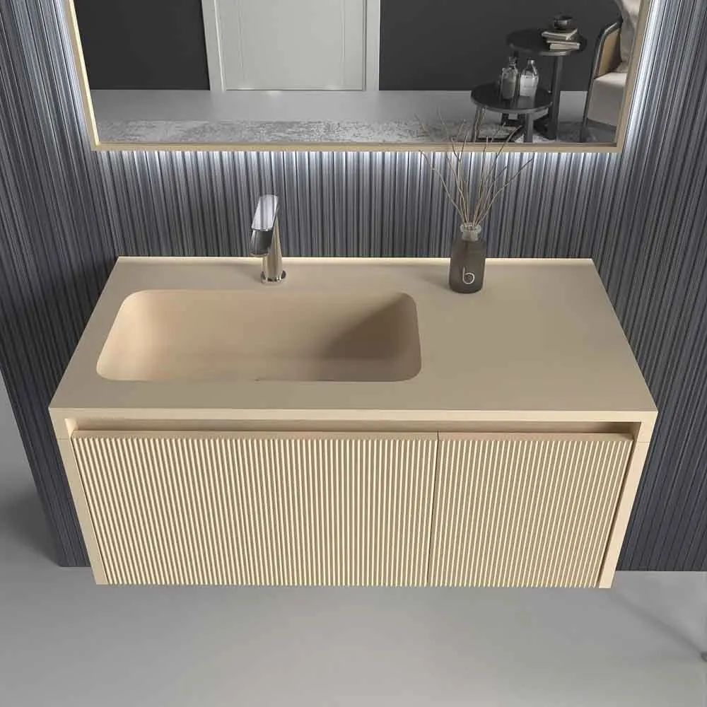 Mobile bagno sospeso BINARIO 2 cassetti finitura CREMA - immagine 5