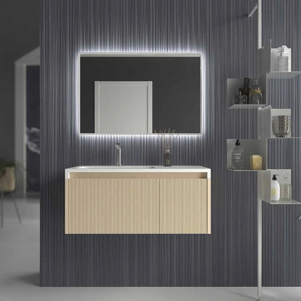 Mobile bagno sospeso BINARIO 2 cassetti finitura CREMA - immagine 4