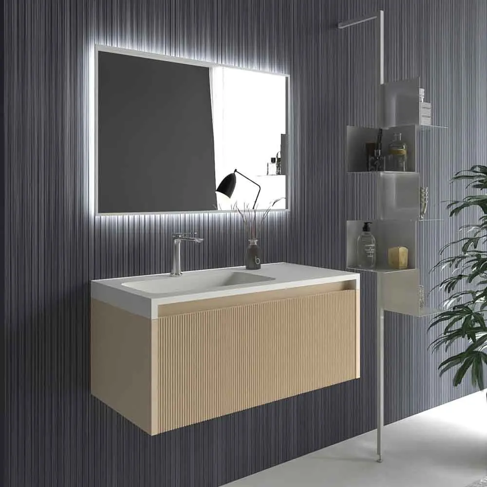 Mobile bagno sospeso BINARIO 2 cassetti finitura CREMA - immagine 3