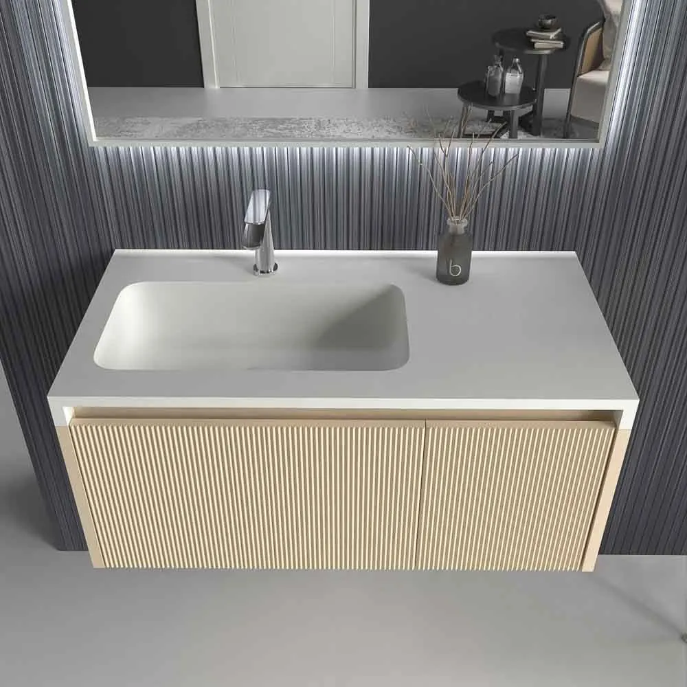 Mobile bagno sospeso BINARIO 2 cassetti finitura CREMA - immagine 2
