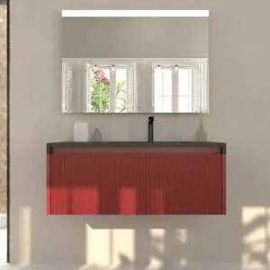 Mobile bagno sospeso BINARIO 2 cassetti in finitura ROSSO MARRONE