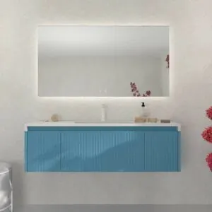 Mobile bagno sospeso BINARIO 3 cassetti finitura BLU OCEANO