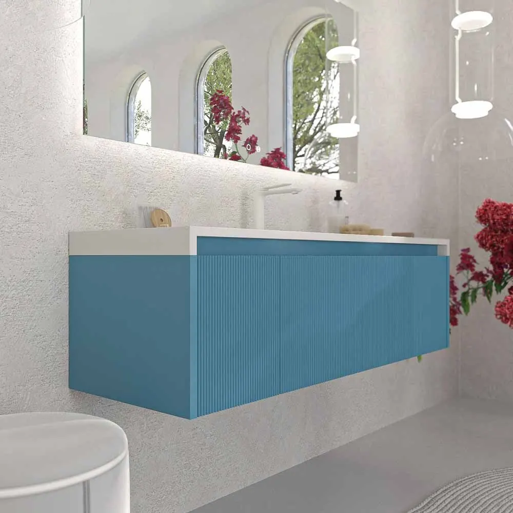 Mobile bagno sospeso BINARIO 3 cassetti finitura BLU OCEANO - immagine 7