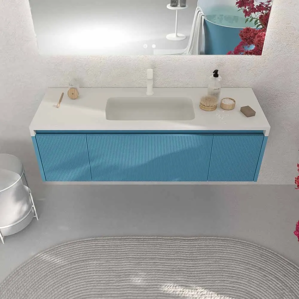 Mobile bagno sospeso BINARIO 3 cassetti finitura BLU OCEANO - immagine 4