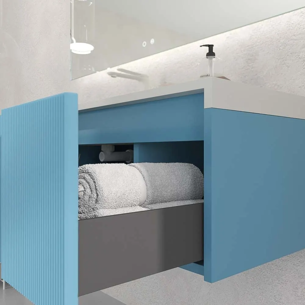 Mobile bagno sospeso BINARIO 3 cassetti finitura BLU OCEANO - immagine 8