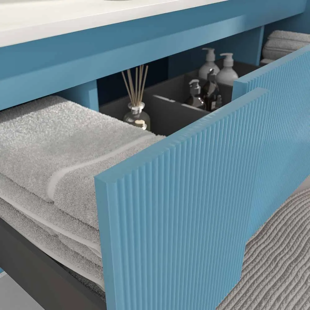 Mobile bagno sospeso BINARIO 3 cassetti finitura BLU OCEANO - immagine 6