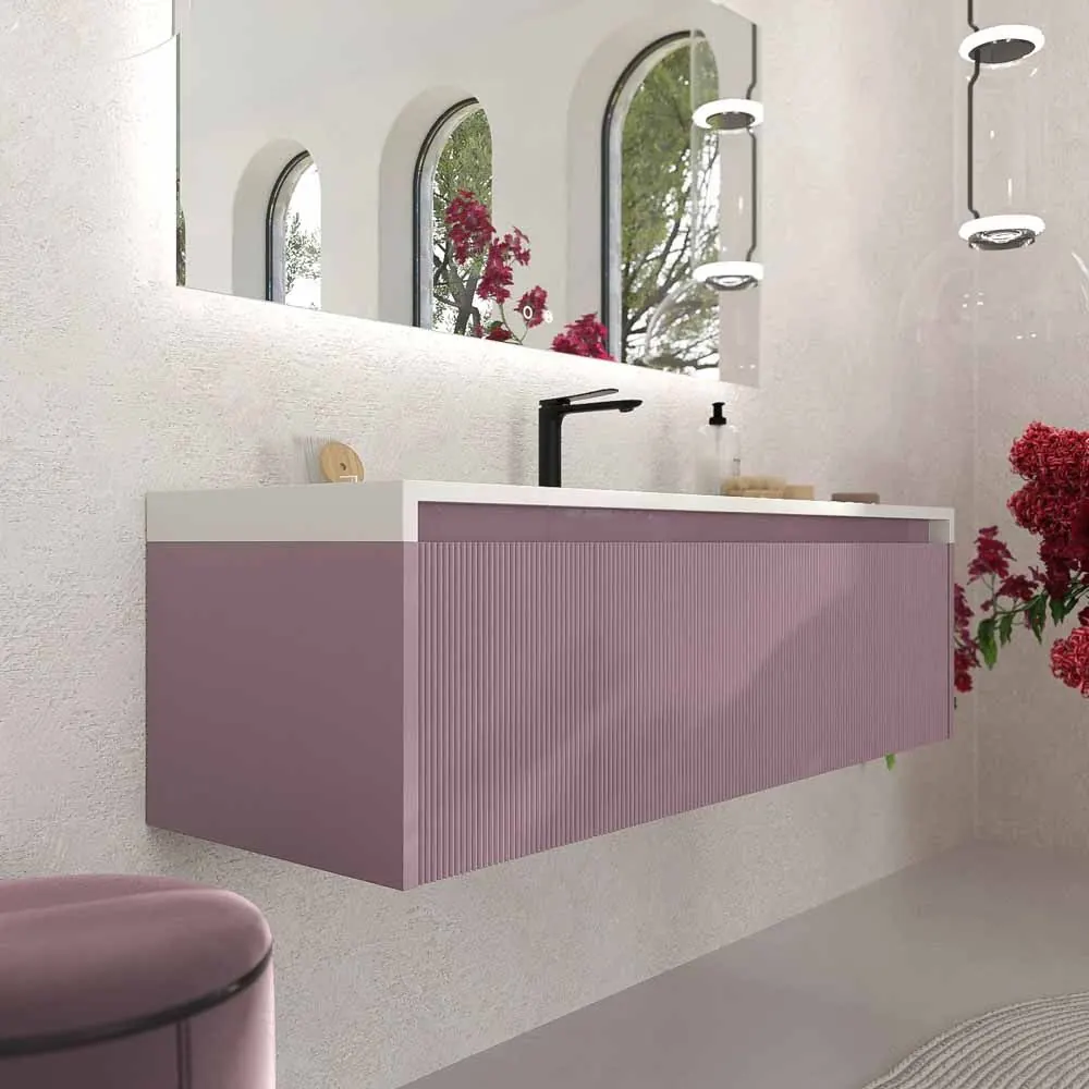 Mobile bagno sospeso BINARIO 3 cassetti finitura VIOLETA