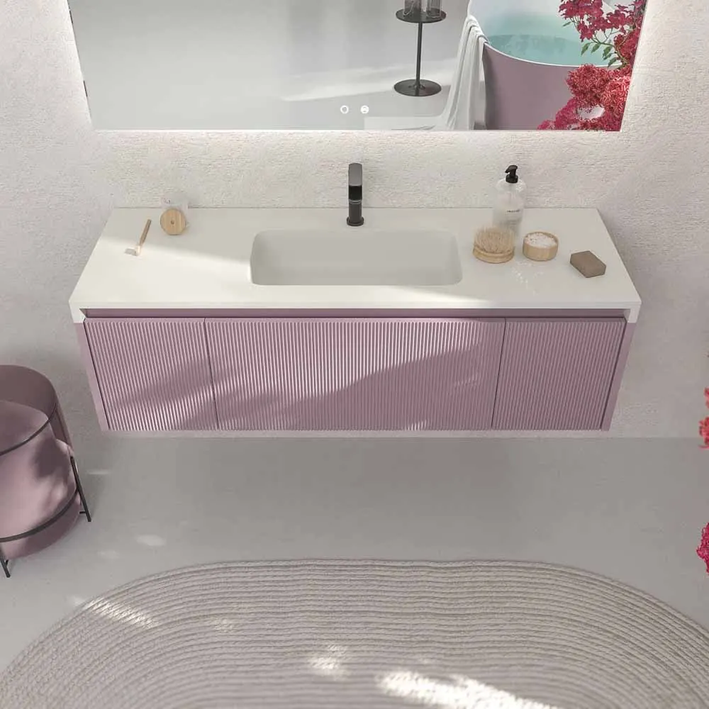 Mobile bagno sospeso BINARIO 3 cassetti finitura VIOLETA - immagine 5