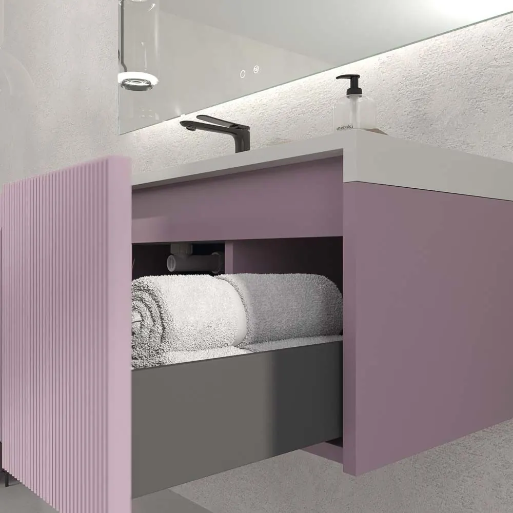 Mobile bagno sospeso BINARIO 3 cassetti finitura VIOLETA - immagine 2