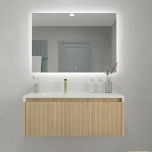 Mobile bagno sospeso BINARIO 2 cassetti finitura ROVERE FRANCESE chiaro