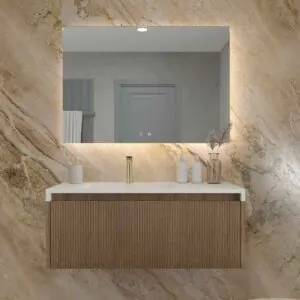 Mobile bagno sospeso BINARIO 2 cassetti finitura ROVERE FRANCESE scuro
