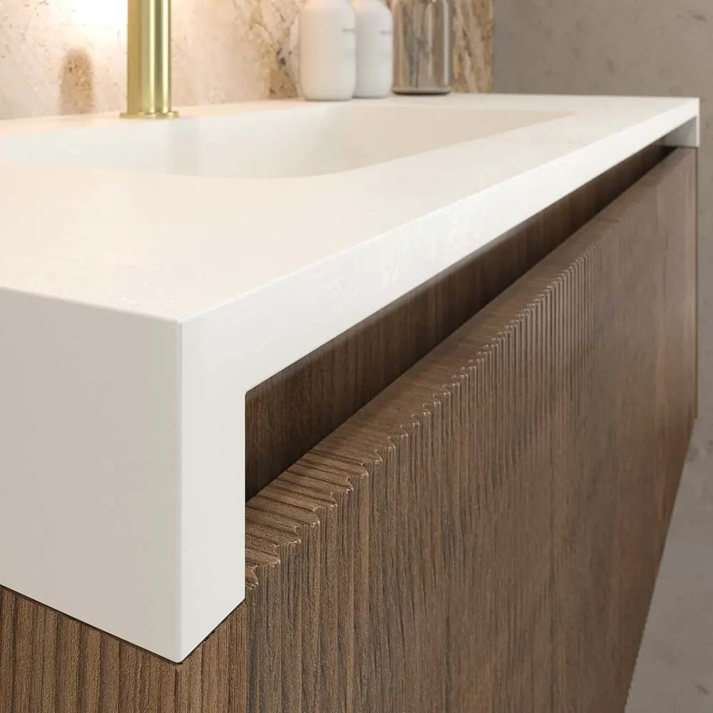 Mobile bagno sospeso BINARIO 2 cassetti finitura ROVERE FRANCESE scuro - immagine 5