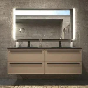 Mobile bagno 4 cassetti BREMA con lavabo in Solid Surface MOKA