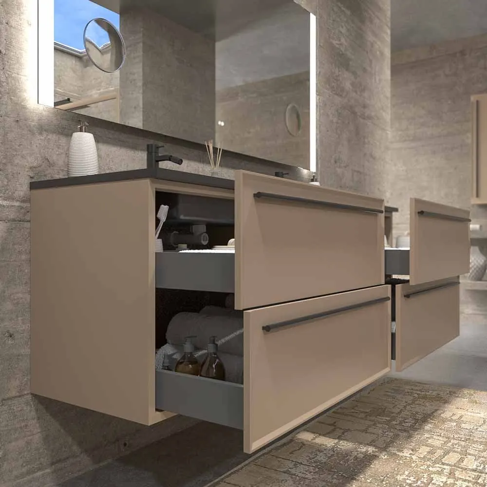 Mobile bagno 4 cassetti BREMA con lavabo in Solid Surface MOKA - immagine 4